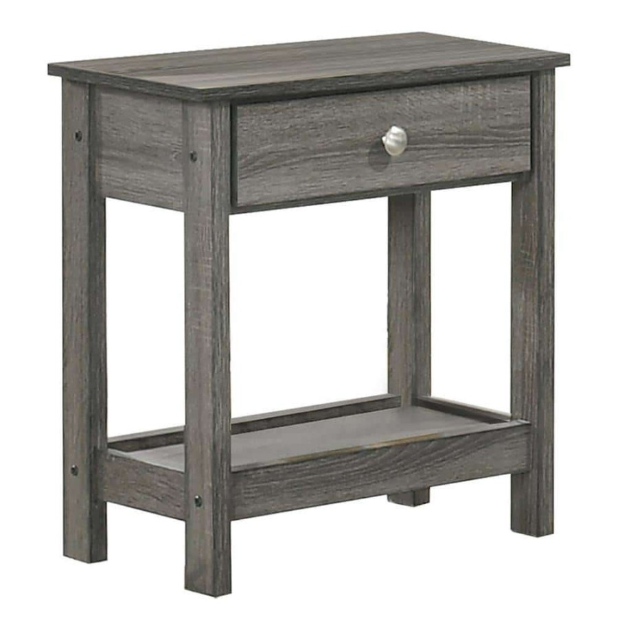 Living Room Furniture * | Mingden 21.13 In. Gray Rectangle Wood Top End Table By Furniture Of America