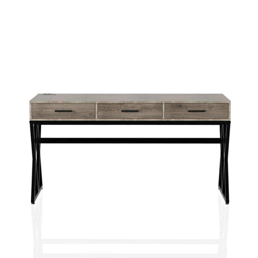 Home Office Furniture * | Ontia 59 In. Rectangle Sand Black Coating Writing Desk By Furniture Of America