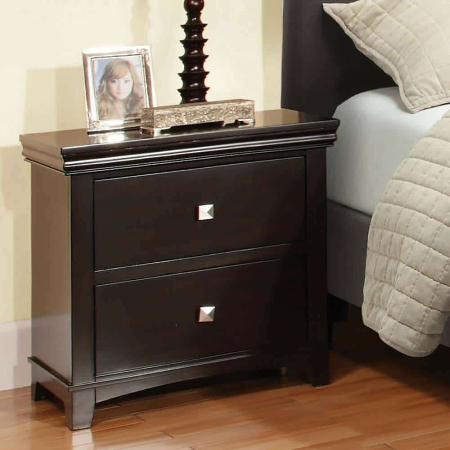 Bedroom Furniture * | Chandler 2-Drawer Espresso Nightstand By Furniture Of America