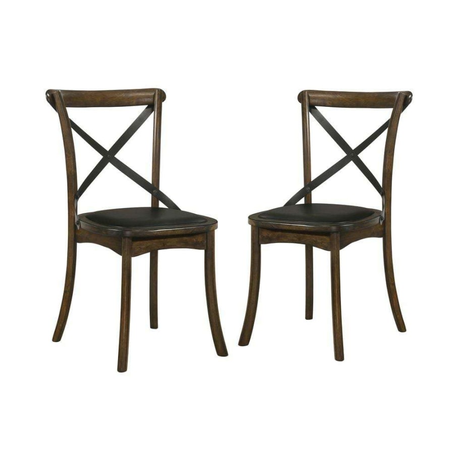 Kitchen & Dining Room Furniture * | Renly Burnished Oak And Espresso Side Chairs (Set Of 2) By Furniture Of America