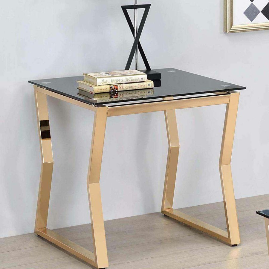 Living Room Furniture * | Harvoy 24 In.H Gold End Table By Furniture Of America