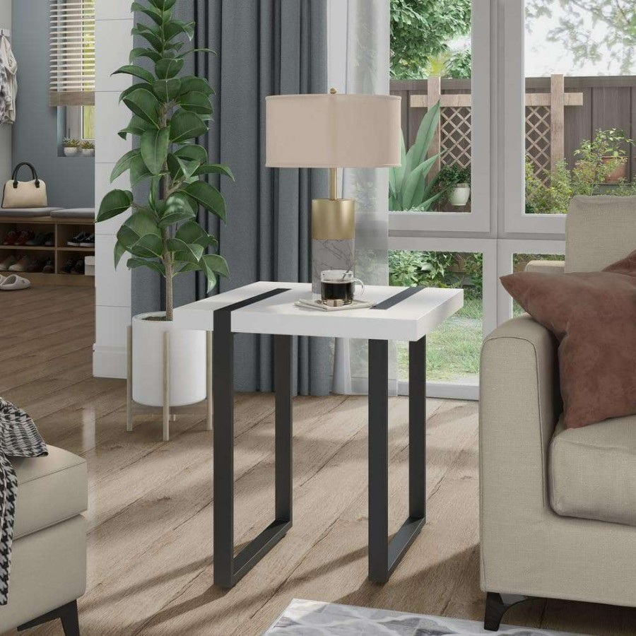 Living Room Furniture * | Harlene 24 In. H Black And White End Table By Furniture Of America