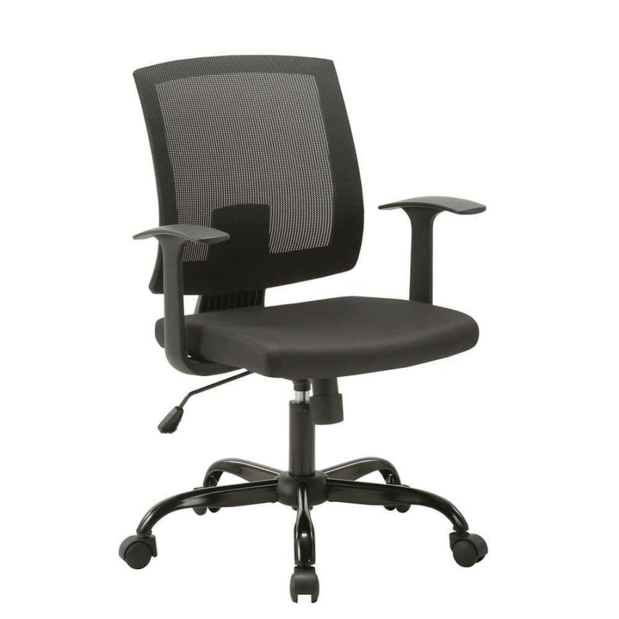 Home Office Furniture * | Cheryl Regular Black Mesh Drafting Chair With Footrest (Set Of 2) By Furniture Of America