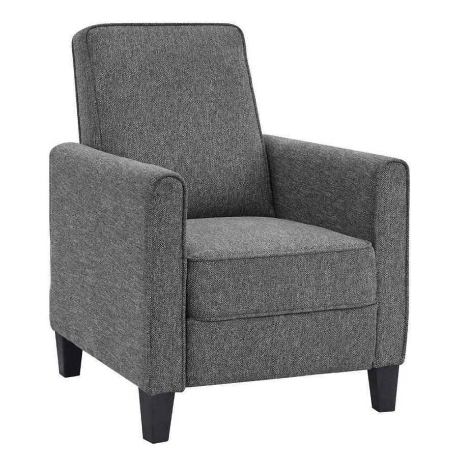 Living Room Furniture * | Avvia Gray Linen Push Back Arm Chair Recliner By Furniture Of America