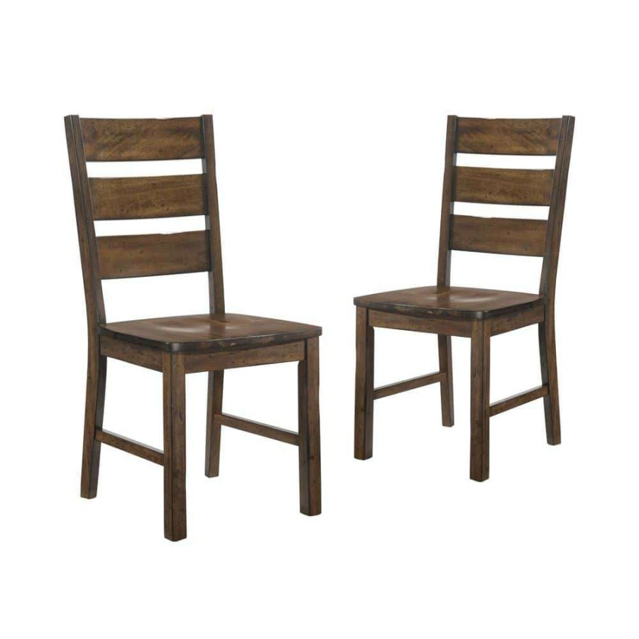 Kitchen & Dining Room Furniture * | Jackson Walnut Wood Ladder Side Chairs (Set Of 2) By Furniture Of America