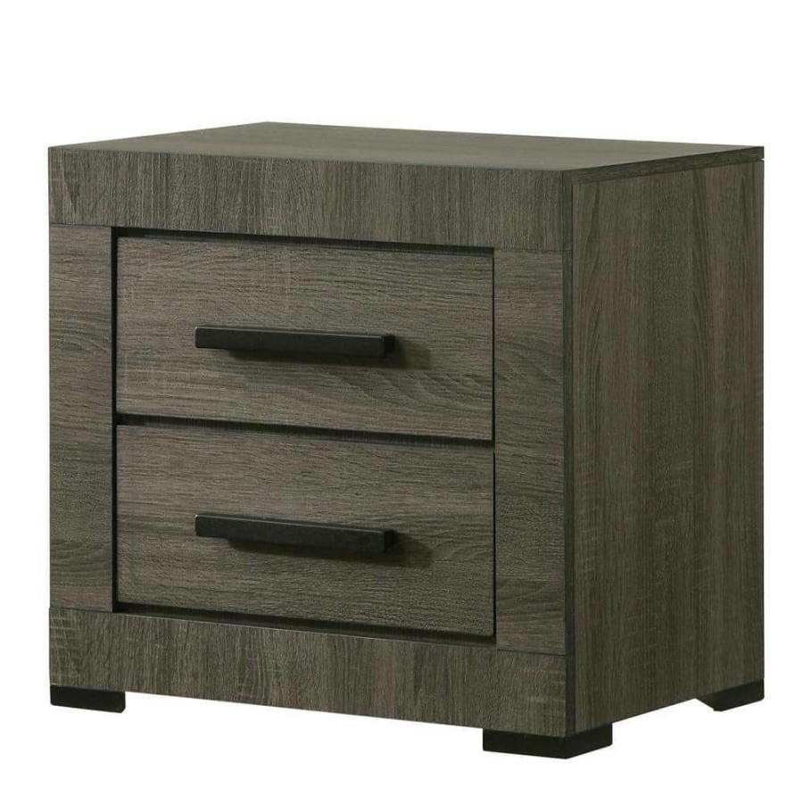 Bedroom Furniture * | Burgaw 2-Drawer Gray Nightstand 20.25 In. H X 21.5 In. W X 17.75 In. D By Furniture Of America