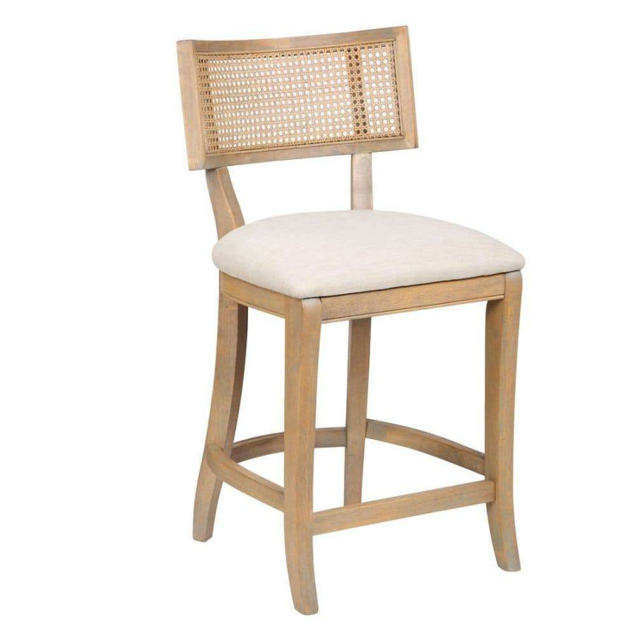 Kitchen & Dining Room Furniture * | Claymore Natural Tone And Beige Solid Wood Woven Cane-Back Counter Height Chair By Furniture Of America