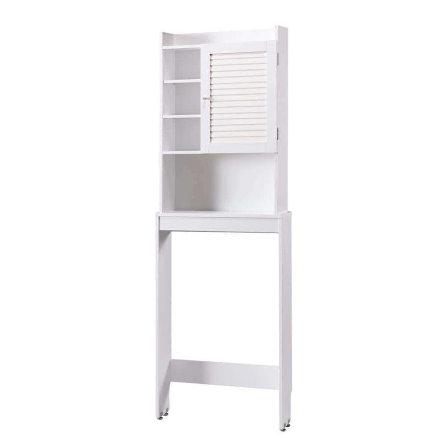 Living Room Furniture * | Peoni White Space Saver Cabinet 67 In. W By Furniture Of America