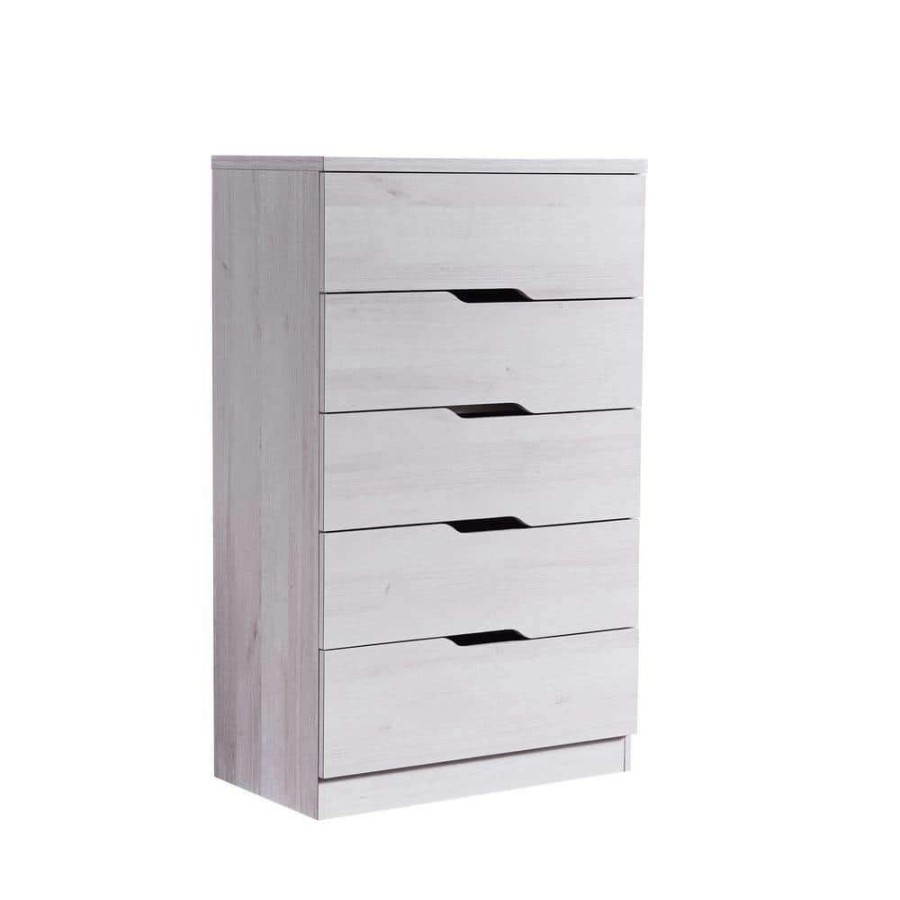 Bedroom Furniture * | Tobin 15.50 In. 5-Drawer White Oak Chest By Furniture Of America