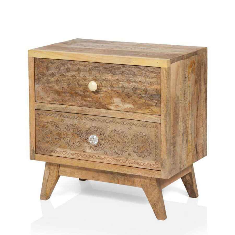 Bedroom Furniture * | Kirkwood 2-Drawer Natural Tone Nightstand (21.75 In. H X 21.5 In. W X 13.75 In. D) By Furniture Of America