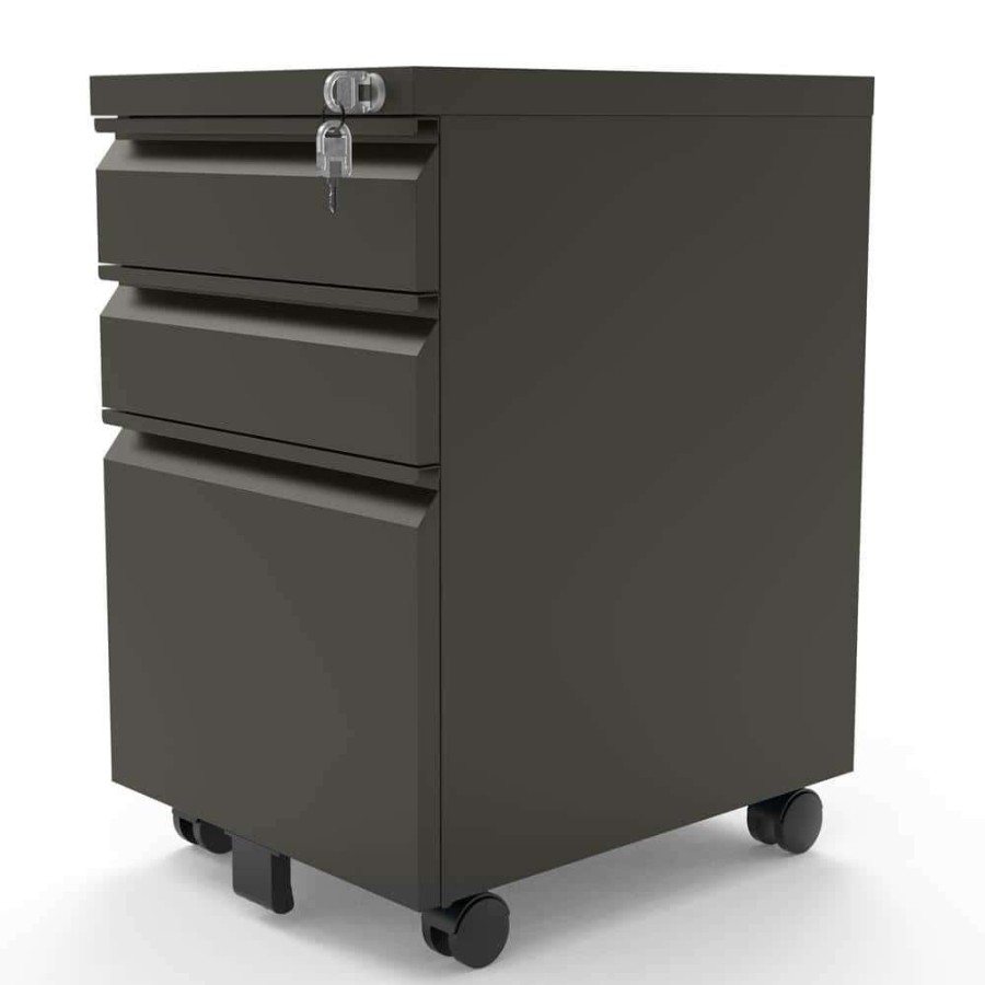 Home Office Furniture * | St Clare Ash Gunmetal Mobile File Cabinet With Locking Drawer By Furniture Of America