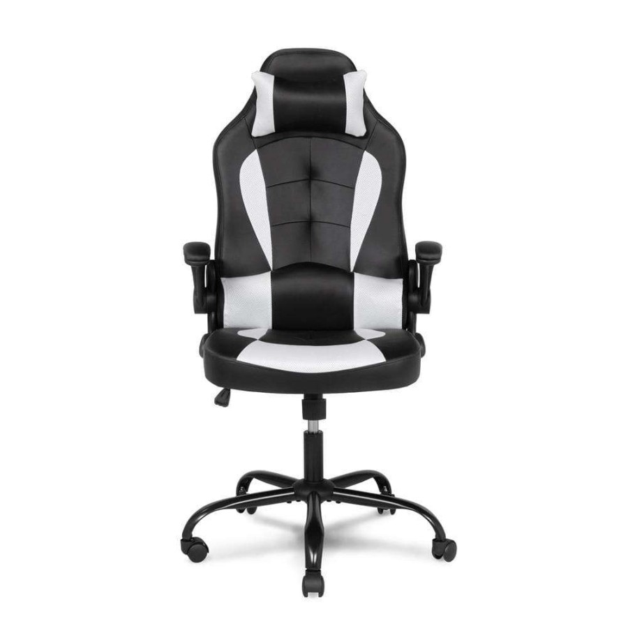 Home Office Furniture * | Adei Regular Black And White Breathable Mesh Gaming Chair With Pillow By Furniture Of America