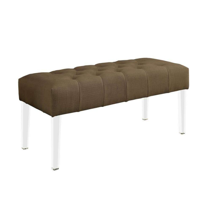 Bedroom Furniture * | Cladwell Brown Bench With Tufted Top (18 In. H X 40 In. W X 18 In. D) By Furniture Of America