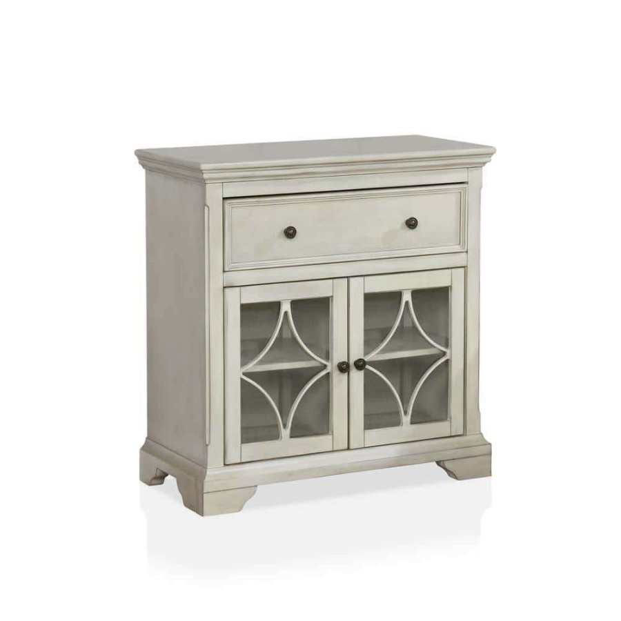 Living Room Furniture * | Pittens Antique White Accent Cabinet With 1-Drawer By Furniture Of America