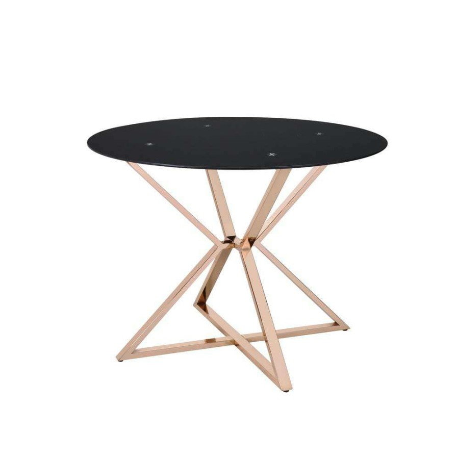 Kitchen & Dining Room Furniture * | Kapela 41.5 In. Gold And Black Round Dining Table By Furniture Of America