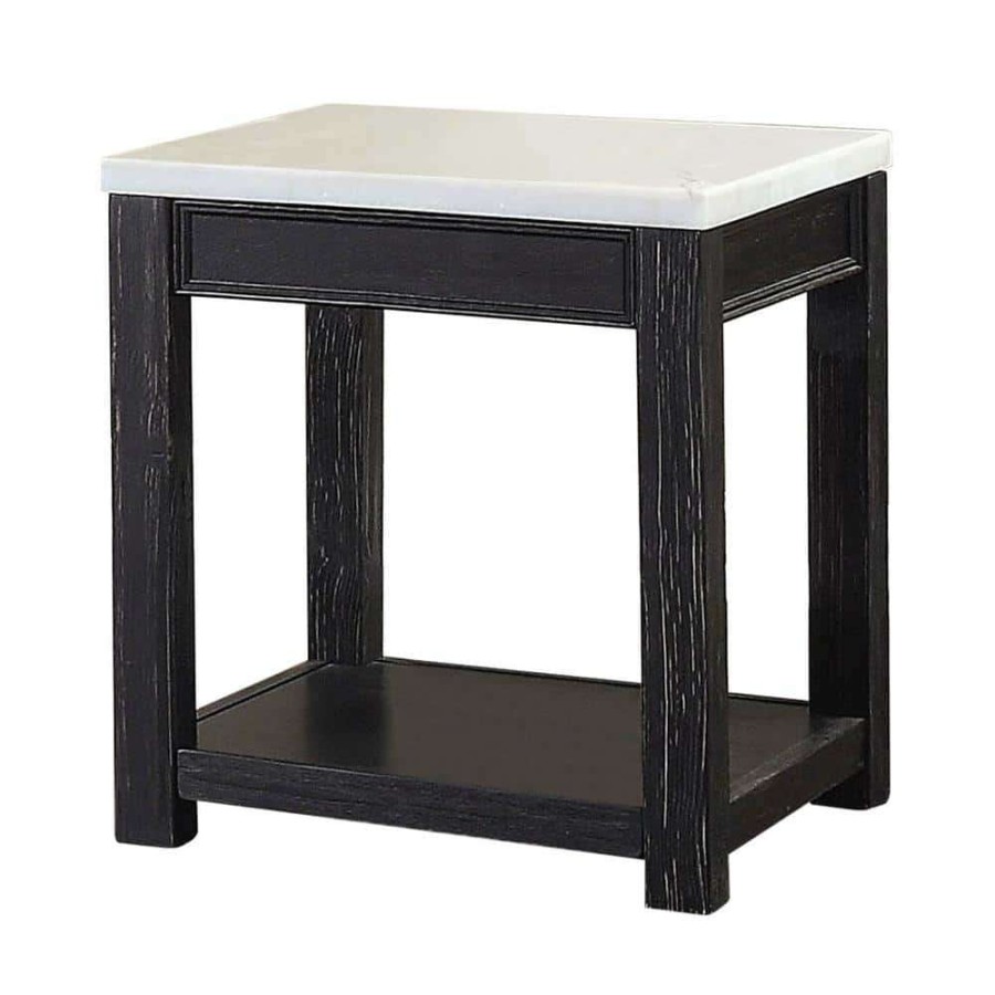 Living Room Furniture * | Dashneil White And Antique Black End Table By Furniture Of America