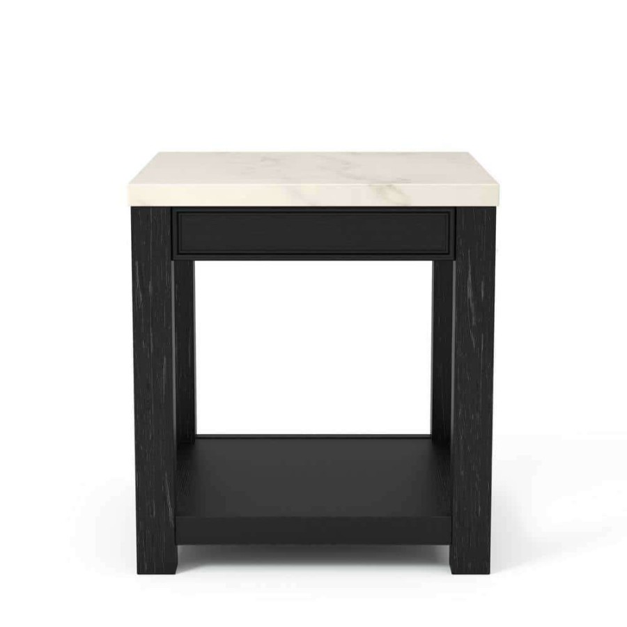 Living Room Furniture * | Dashneil White And Antique Black End Table By Furniture Of America