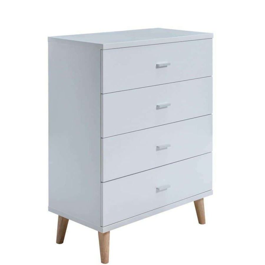 Bedroom Furniture * | Cordero Iii 4-Drawer White Chest Of Drawers (39.25 In. H X 31.25 In. W X 15.5 In. D) By Furniture Of America