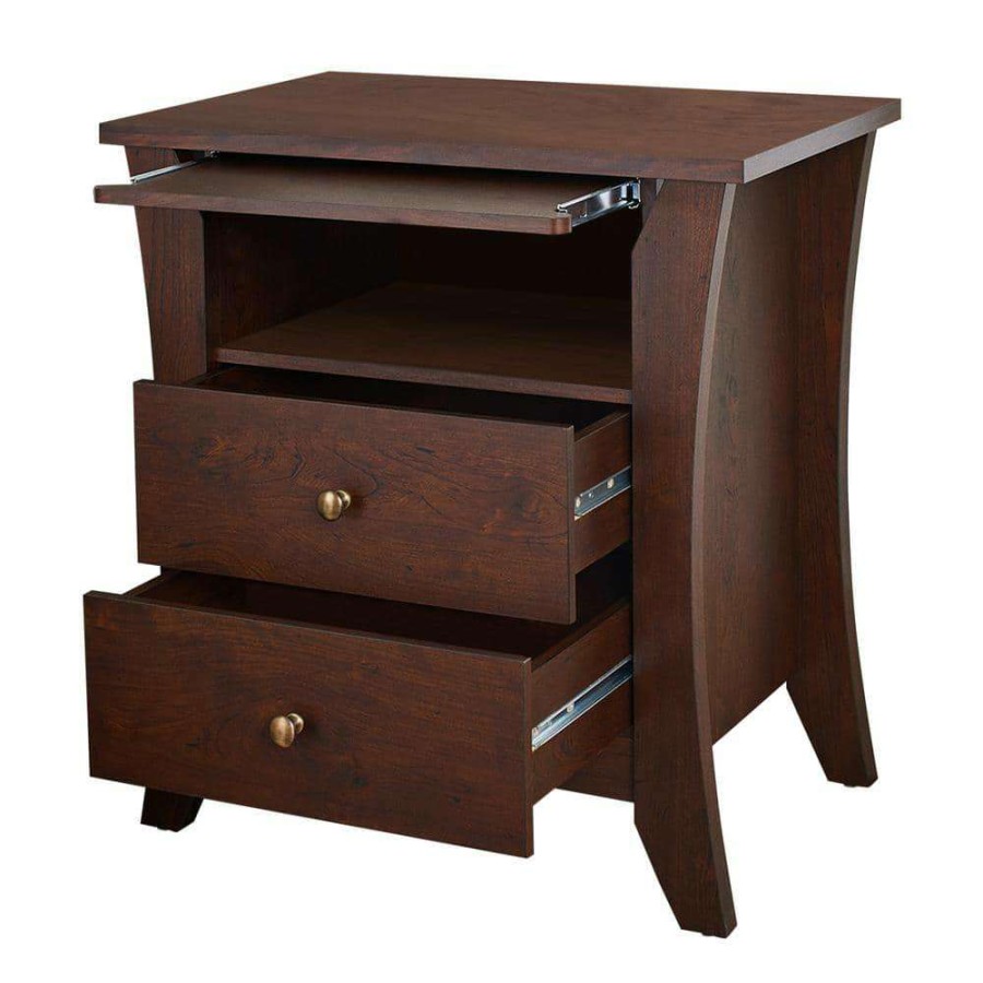 Bedroom Furniture * | Kim 2-Drawer Vintage Walnut Nightstand By Furniture Of America