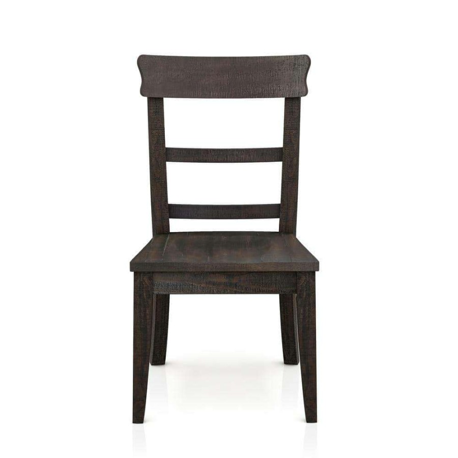 Kitchen & Dining Room Furniture * | Nalley Antique Black Wood Dining Side Chair (Set Of 2) By Furniture Of America