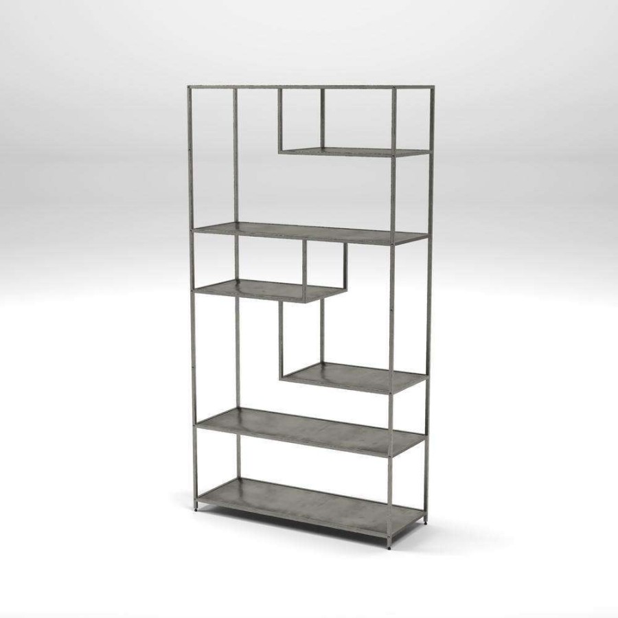 Home Office Furniture * | 69 In. Dark Gray Wood 6-Shelf Etagere Bookcase With Open Back By Furniture Of America