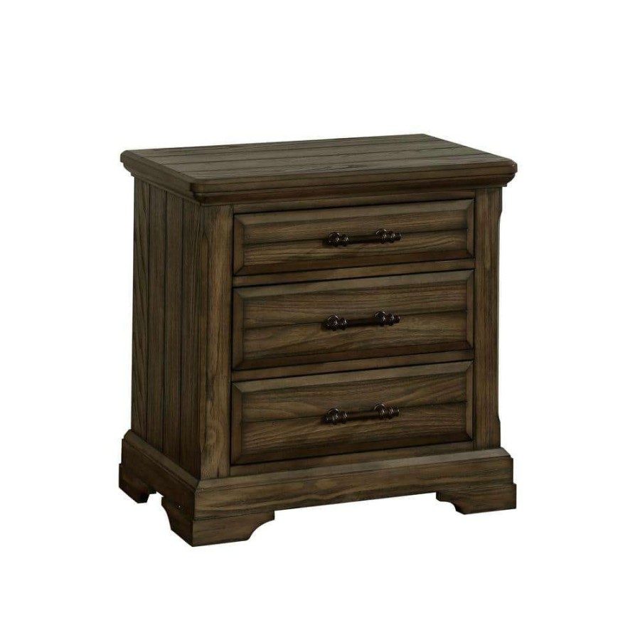 Bedroom Furniture * | Lorreta 3-Drawer Light Walnut Nightstand By Furniture Of America