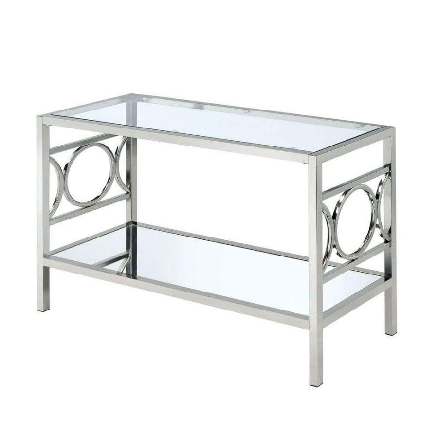 Living Room Furniture * | Innedia 47.25 In. Chrome Rectangle Glass Console Table By Furniture Of America