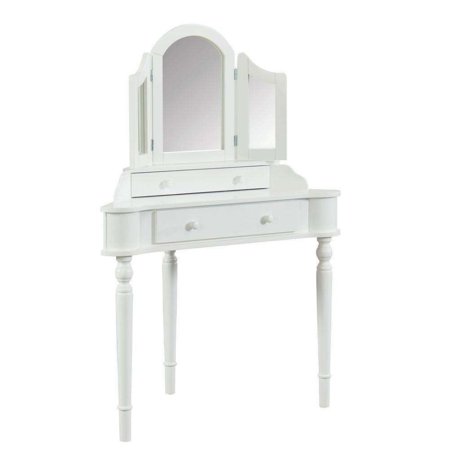 Bedroom Furniture * | Kelly 3-Piece White Vanity Set By Furniture Of America