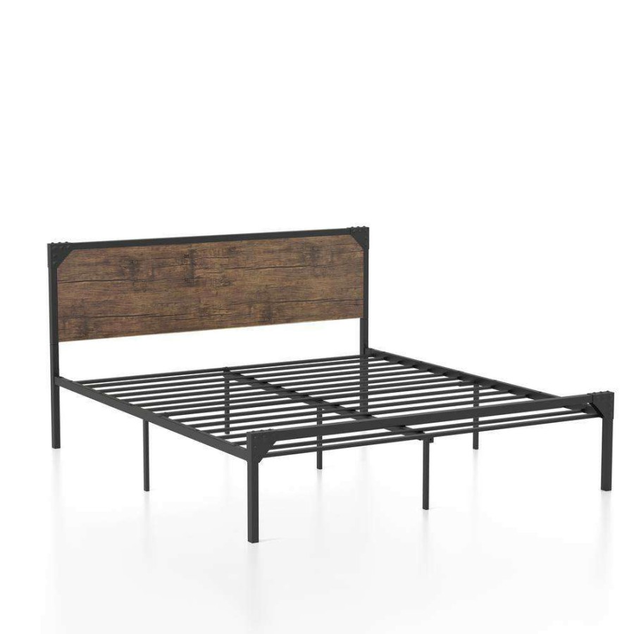 Bedroom Furniture * | Ashlynd Dark Brown And Brown California King Platform Bed By Furniture Of America