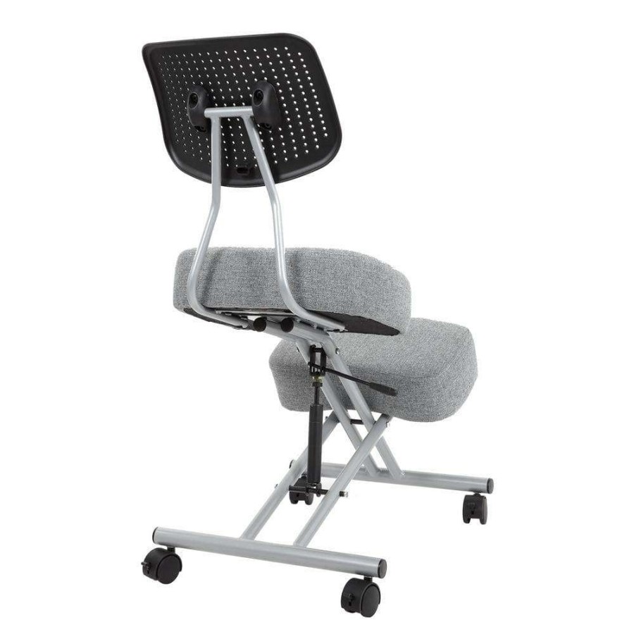 Home Office Furniture * | Kipler Light Gray Fabric Ergonomic Kneeling Chair By Furniture Of America