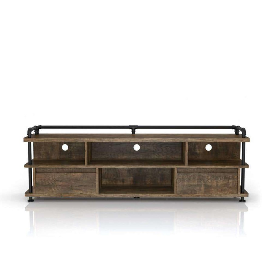 Living Room Furniture * | Osman 71 In. Reclaimed Oak Tv Console With 2-Storage Drawers Fits Tvs Up To 80 In. With Cable Management By Furniture Of America