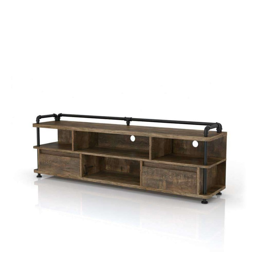 Living Room Furniture * | Osman 71 In. Reclaimed Oak Tv Console With 2-Storage Drawers Fits Tvs Up To 80 In. With Cable Management By Furniture Of America