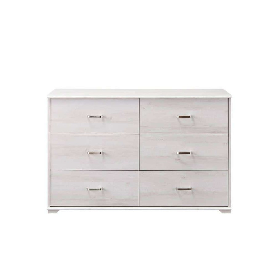 Bedroom Furniture * | Mendenite 6-Drawer White Oak Drawer (30 In. H X 47.2 In. W X 15.4 In. D) By Furniture Of America