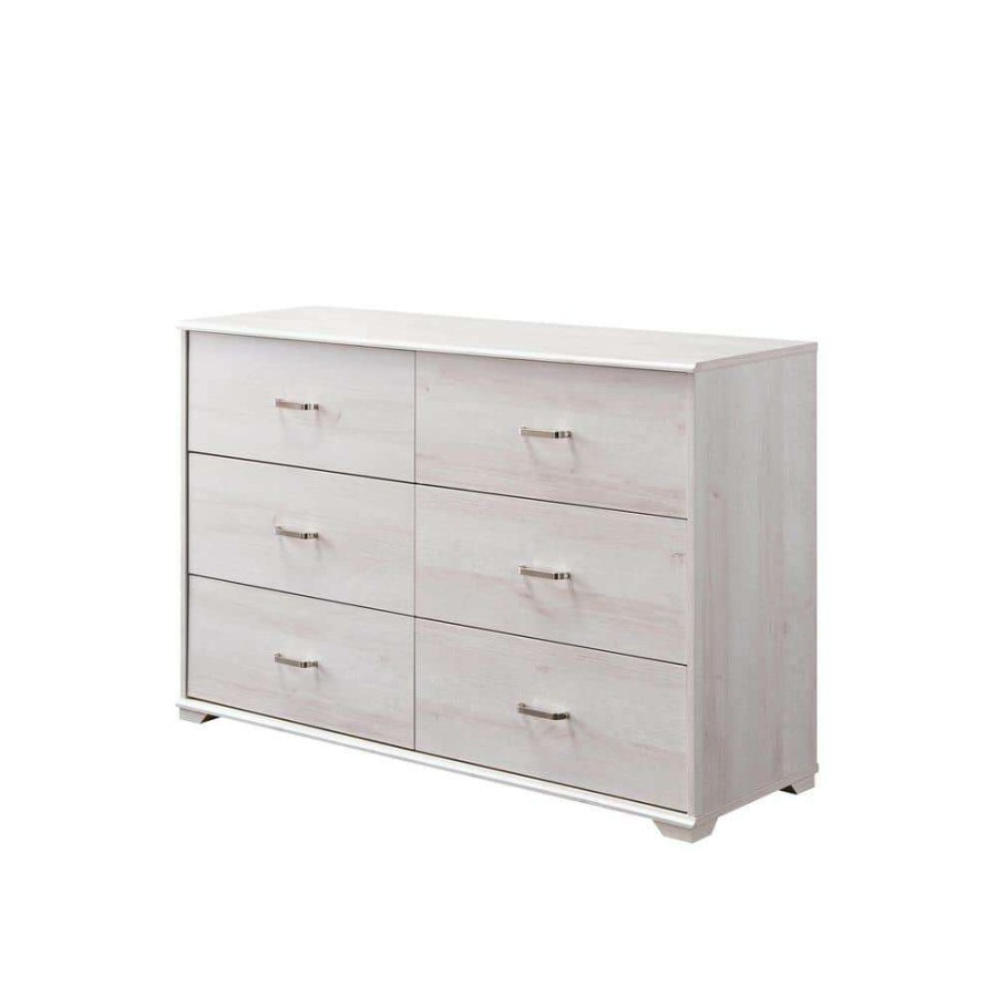 Bedroom Furniture * | Mendenite 6-Drawer White Oak Drawer (30 In. H X 47.2 In. W X 15.4 In. D) By Furniture Of America