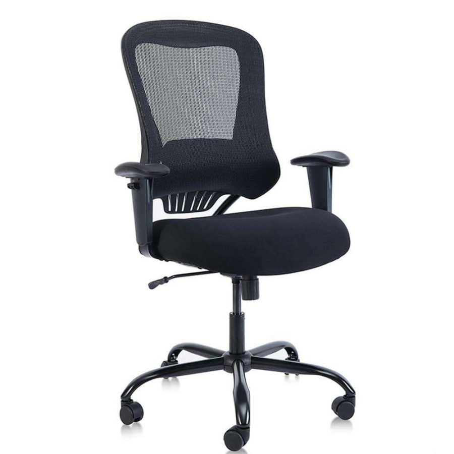 Home Office Furniture * | Ethan Regular Black Mesh Seat Ergonomic Office Chair With Adjustable Height And Adjustable Arms By Furniture Of America