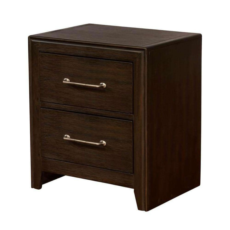 Bedroom Furniture * | Caribou Walnut 2-Drawer Nightstand 24 In. H X 22 In. W X 16 In. D By Furniture Of America