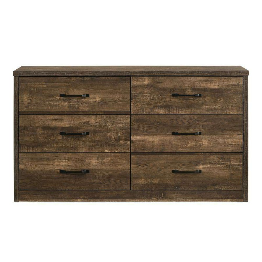 Bedroom Furniture * | Jamson 6-Drawer Walnut Dresser (32.13 In. H X 58 In. W X 15.63 In. D) By Furniture Of America