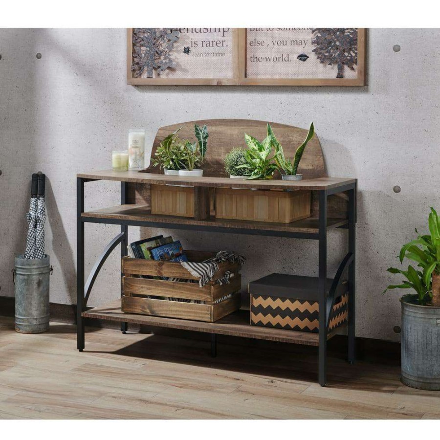 Living Room Furniture * | Christoff Reclaimed Oak Console Table By Furniture Of America