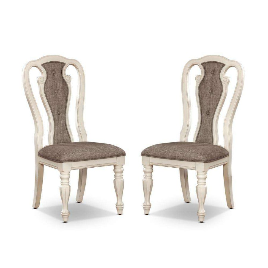 Living Room Furniture * | Forest Glen White Wash And Ash Brown Side Chairs (Set Of 2) By Furniture Of America