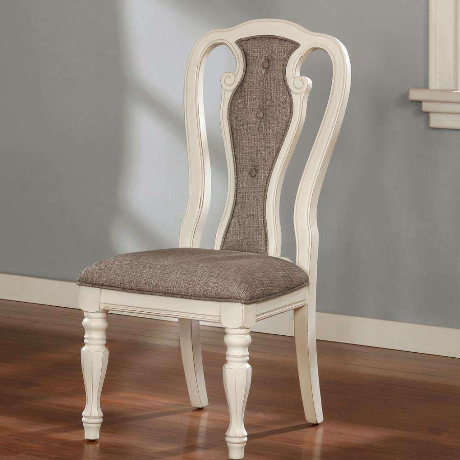 Living Room Furniture * | Forest Glen White Wash And Ash Brown Side Chairs (Set Of 2) By Furniture Of America