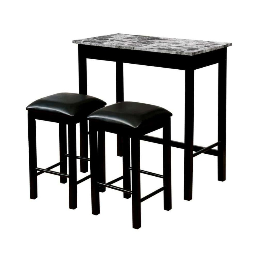 Kitchen & Dining Room Furniture * | Reta 3-Piece Gray And Black Counter Height Table Set By Furniture Of America