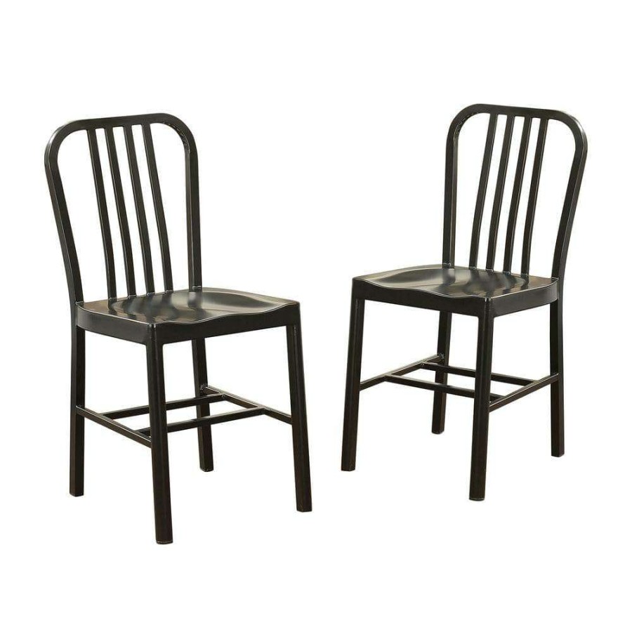 Kitchen & Dining Room Furniture * | Minturn Black Steel Dining Side Chairs (Set Of 2) By Furniture Of America