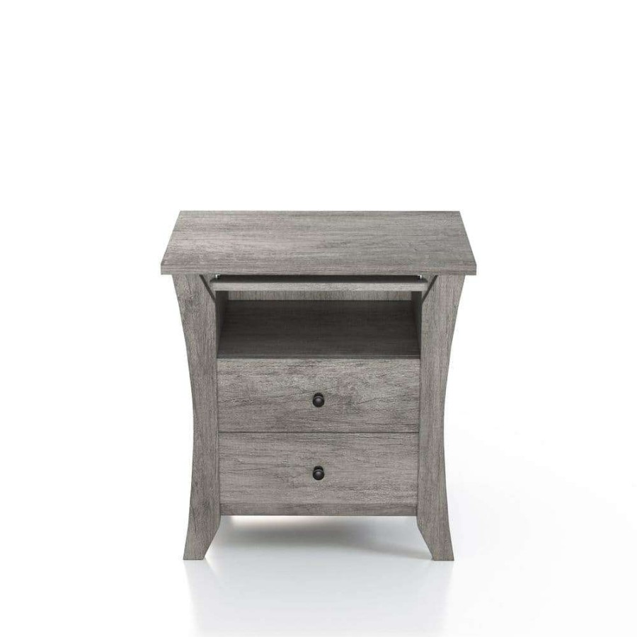 Bedroom Furniture * | Cloveryl 3-Drawer Vintage Gray Oak Nightstand (24.33 In. H X 23.62 In. W X 16.08 In. D) By Furniture Of America