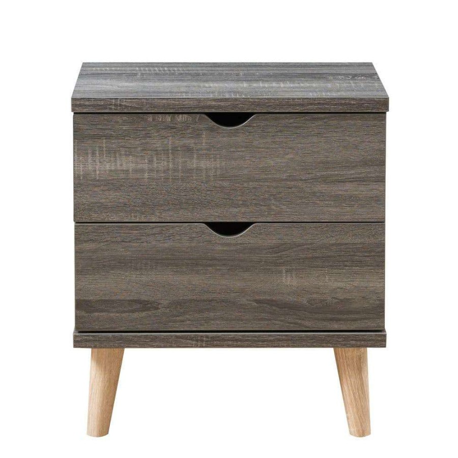 Bedroom Furniture * | Kitzner Ii 2-Drawer Dark Gray Nightstand (22 In. H X 20 In. W X 15.5 In. D) By Furniture Of America