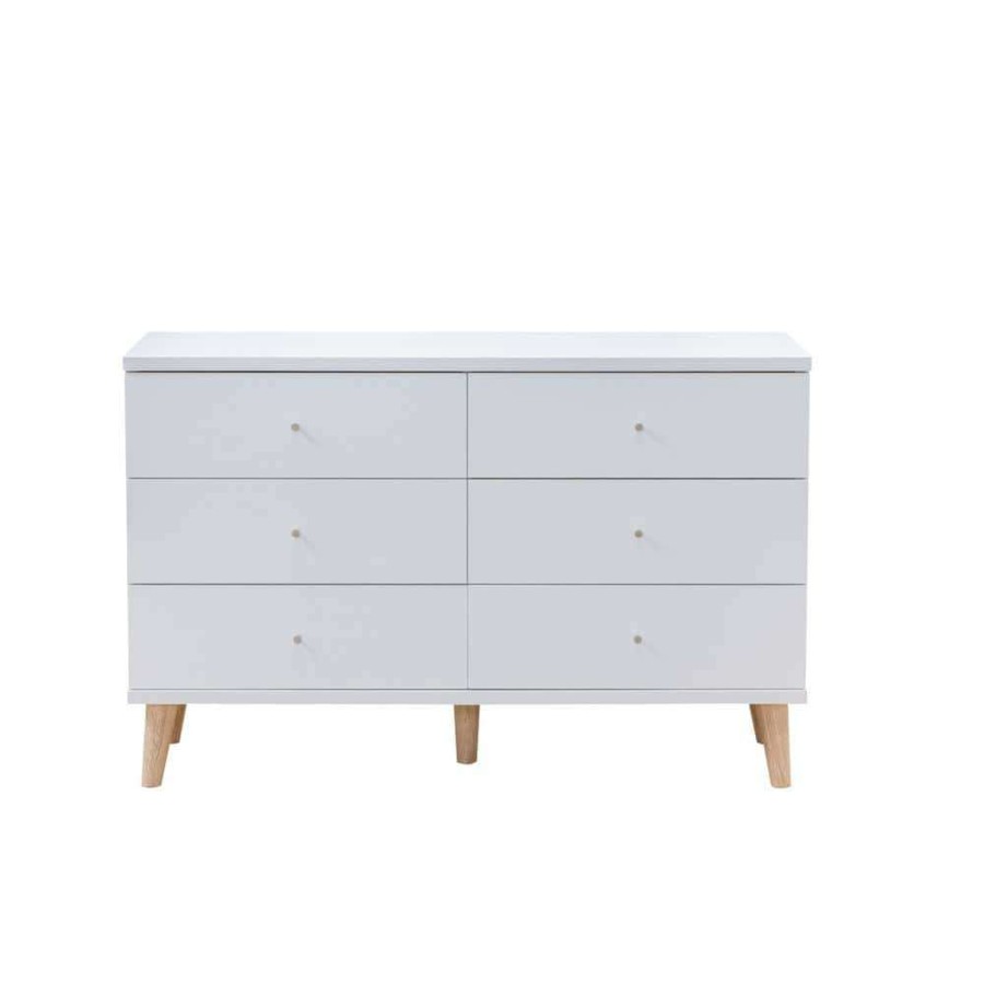 Bedroom Furniture * | Fort Ordan Iii 6-Drawer White Dresser (29.5 In. H X 47 In. W X 15.5 In. D) By Furniture Of America