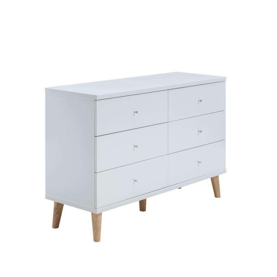 Bedroom Furniture * | Fort Ordan Iii 6-Drawer White Dresser (29.5 In. H X 47 In. W X 15.5 In. D) By Furniture Of America