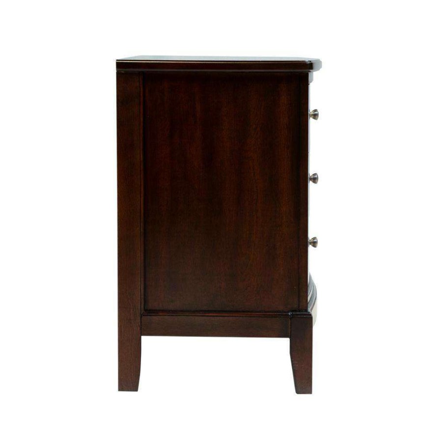 Bedroom Furniture * | Sommersville 3-Drawer Brown Cherry Nightstand (27.88 In. H X 26.13 In. W X 18 In. D) By Furniture Of America