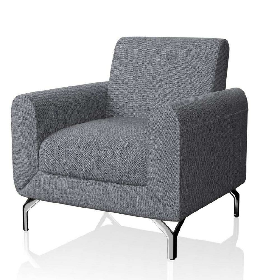 Living Room Furniture * | Louy Gray Upholstered Chair By Furniture Of America