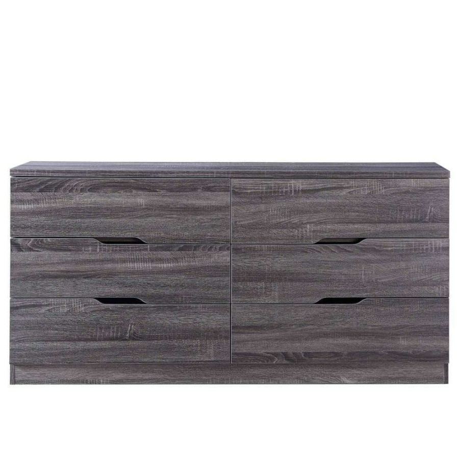 Bedroom Furniture * | Tobin 15.50 In. 6-Drawer Distressed Gray Dresser By Furniture Of America