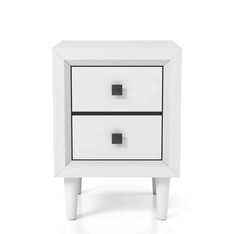 Bedroom Furniture * | Guthrie 2-Drawer White Nightstand By Furniture Of America